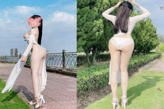 Yêu Việt em áo yếm quyến rũ bên hồ